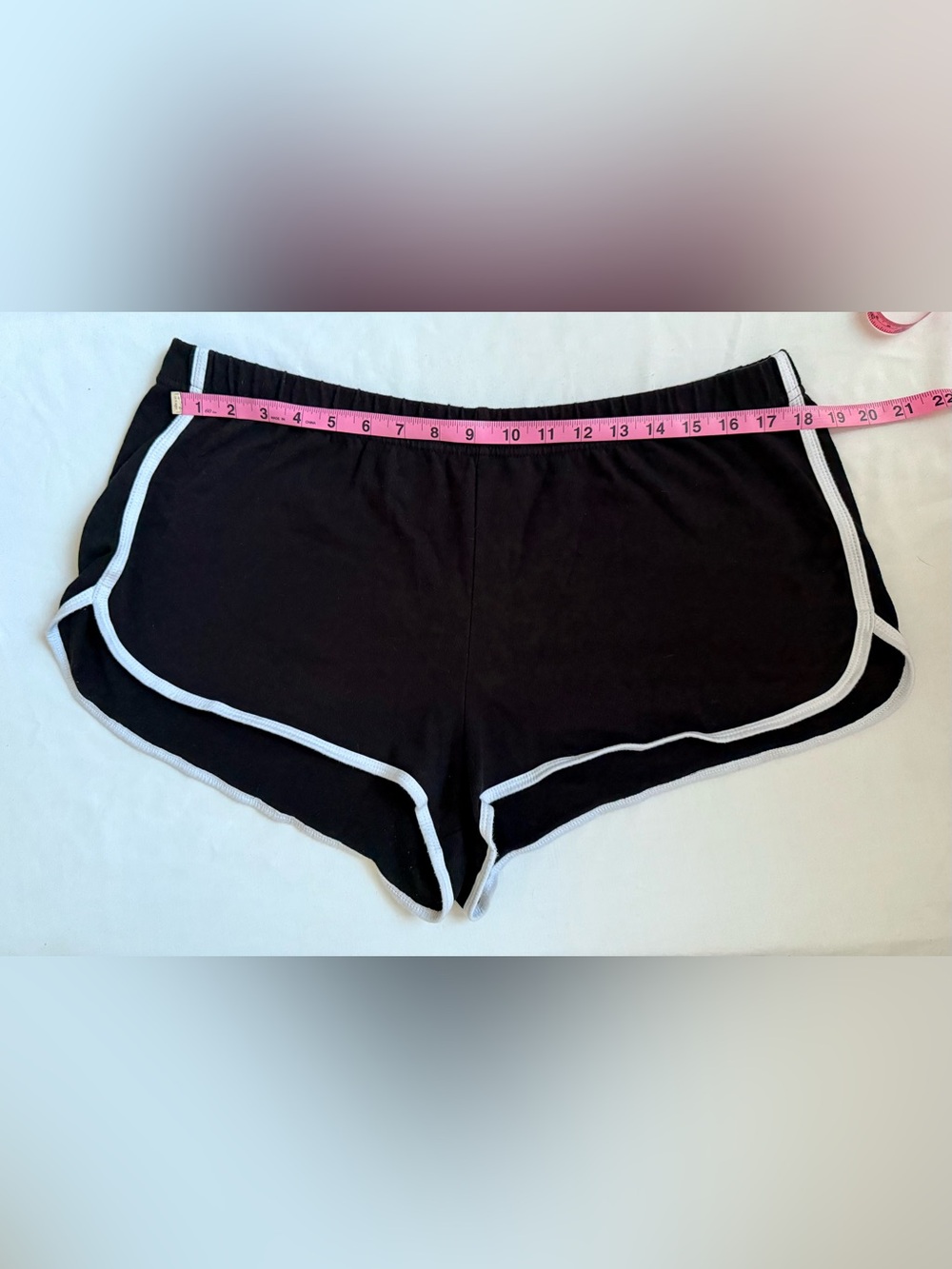 Black Dolphin Shorts White Trim Elastic Waist Retro Running Mini Shorts